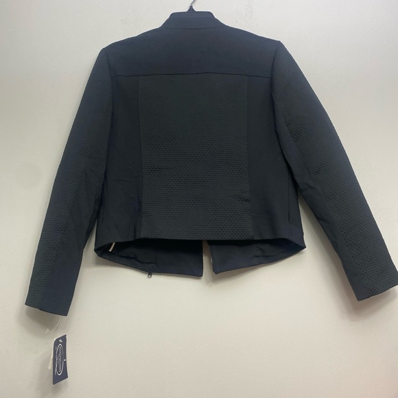 Magaschoni New York Black Streetwear Fall Cropped Womens Moto Jacket Size 4 NEW - Picture 5 of 7